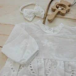 Ażurkowa sukienka, bloomersy, opaska biała na chrzest ostatnie sztuki 56, 80, 86