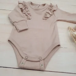 Bawełniane rosnące body z falbanką dla dziewczynki 56-86 beige dream