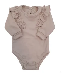 Bawełniane rosnące body z falbanką dla dziewczynki 56-86 beige dream