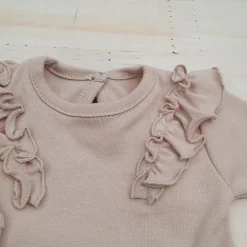 Bawełniane rosnące body z falbanką dla dziewczynki 56-86 beige dream