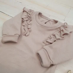 Bawełniane rosnące body z falbanką dla dziewczynki 56-86 beige dream