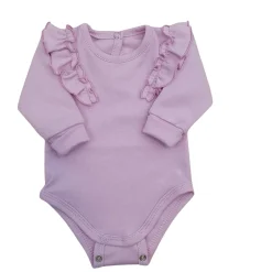 Bawełniane rosnące body z falbanką dla dziewczynki 56-86 sweet lila