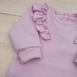 Bawełniane rosnące body z falbanką dla dziewczynki 56-86 sweet lila
