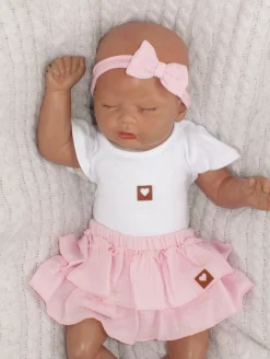 Bloomersy+opaska 2 cz muślinowy komplet lato 56-86 różowy blush