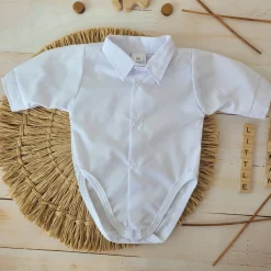 Body koszulowe z kołnierzykiem dla chłopca 56-86 Polobody biały