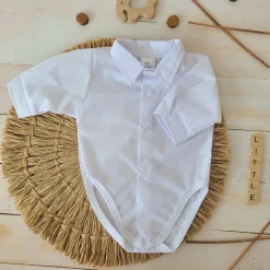 Body koszulowe z kołnierzykiem dla chłopca 56-86 Polobody biały