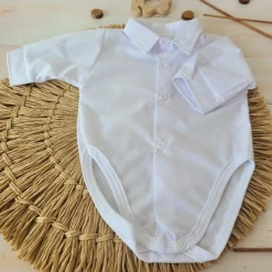 Body koszulowe z kołnierzykiem dla chłopca 56-86 Polobody biały