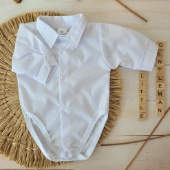 Body koszulowe z kołnierzykiem dla chłopca 56-86 Polobody biały