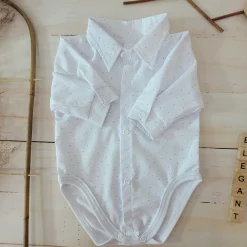 Body koszulowe z kołnierzykiem dla chłopca Polobody w kropki ostatnie sztuki 56