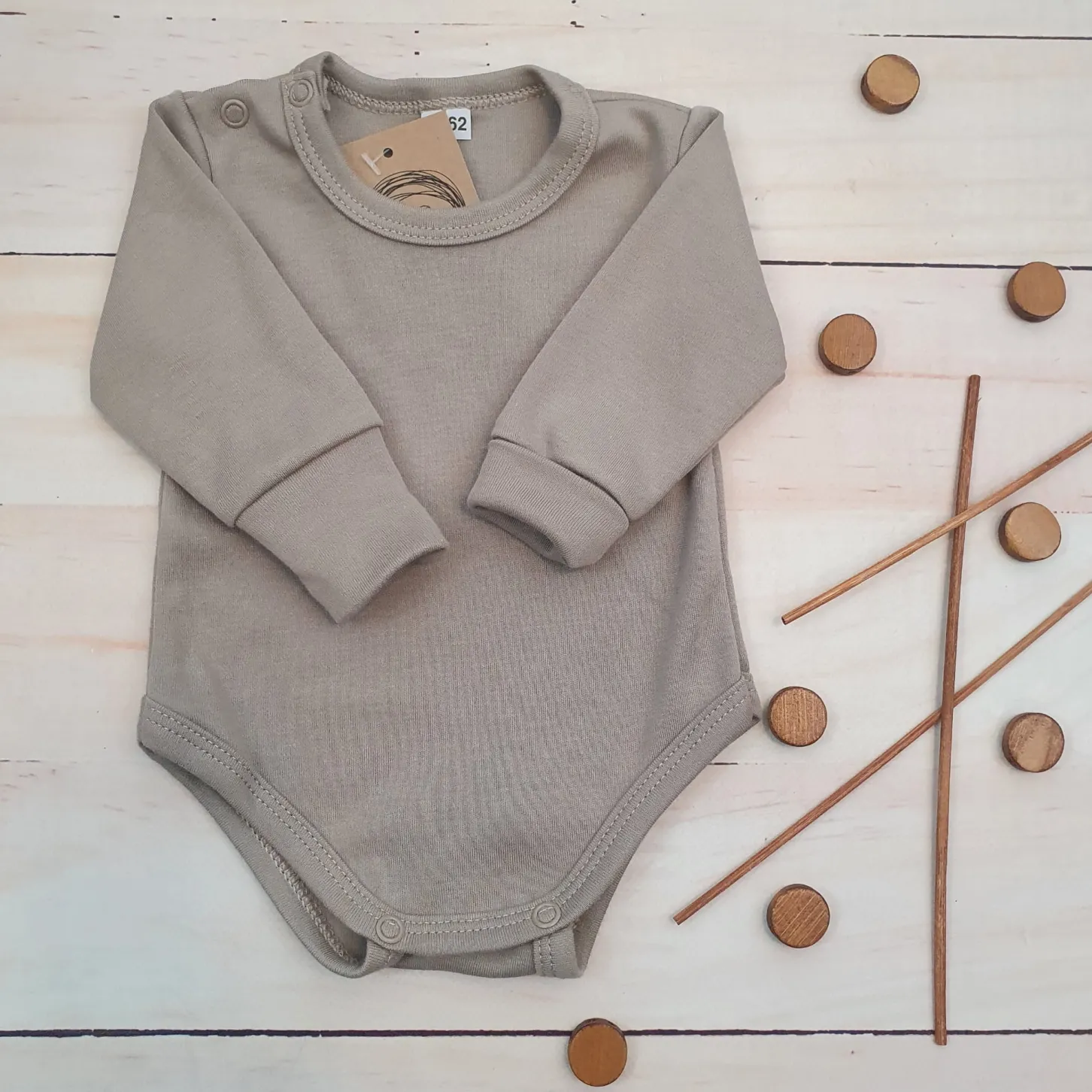 Body rosnące wraz z dzieckiem, długi rękaw 56-86 misty gray