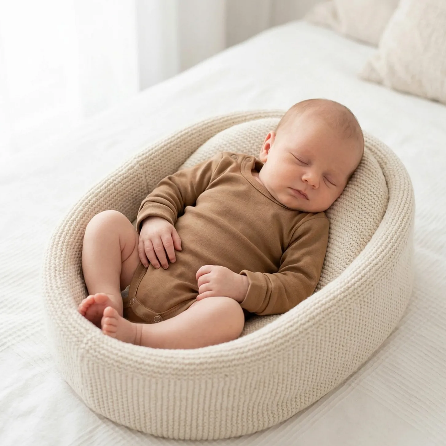 Body rosnące wraz z dzieckiem, długi rękaw 56-86 almond
