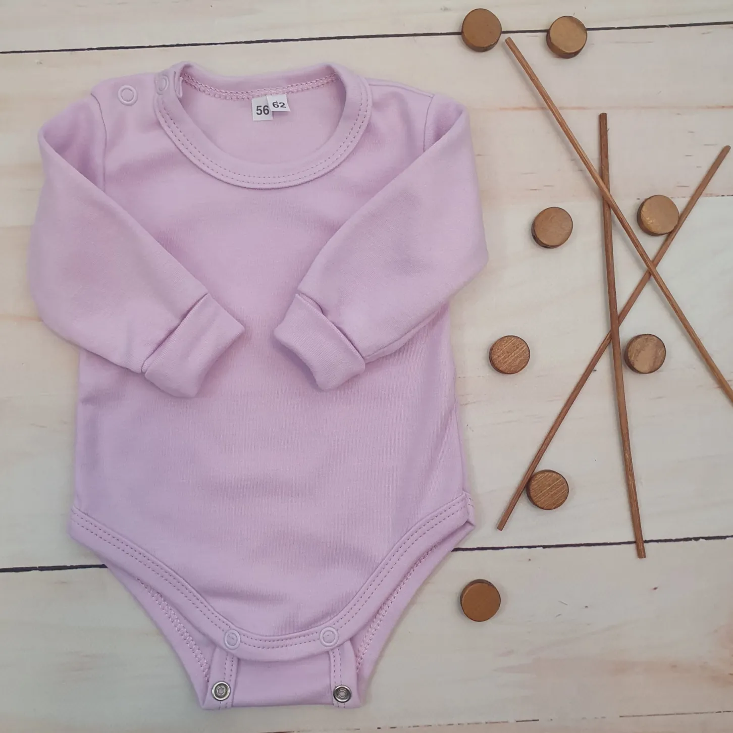Body rosnące wraz z dzieckiem, długi rękaw 56-86 bliss lila