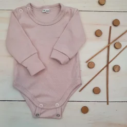 Body rosnące wraz z dzieckiem, długi rękaw 56-86 dusty pink