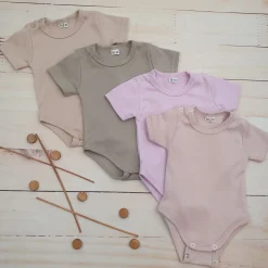 Body rosnące wraz z dzieckiem, krótki rękaw 56-86 pearly sand