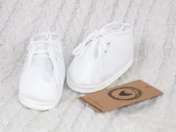 Buciki niemowlęce wiązane wkładka 9-12cm białe chrzest