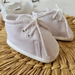 Buciki niemowlęce wiązane wkładka 9-12cm białe chrzest