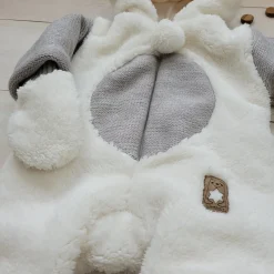 Ciepły miękki kombinezon misiowy z rękawiczkami 56-86 ecru