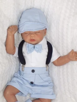 Czapka kaszkiet na lato elegancka z tkaniny niebieska ostatnie sztuki 56, 74, 80