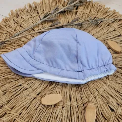 Czapka kaszkiet na lato elegancka z tkaniny niebieska ostatnie sztuki 56, 74, 80