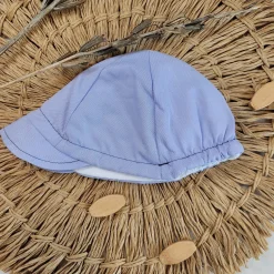 Czapka kaszkiet na lato elegancka z tkaniny niebieska ostatnie sztuki 56, 74, 80