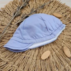 Czapka kaszkiet na lato elegancka z tkaniny niebieska ostatnie sztuki 56, 74, 80