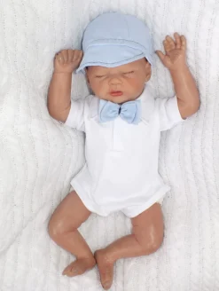 Czapka kaszkiet na lato elegancka z tkaniny niebieska ostatnie sztuki 56, 74, 80