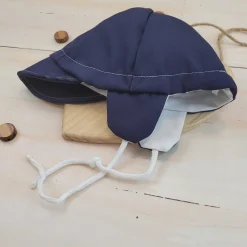 Czapka kaszkiet pilotka wiązana elegancka granatowa ostatnie sztuki 56, 62, 74, 86