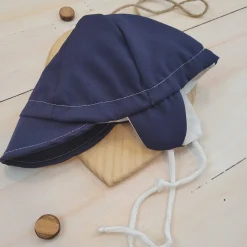 Czapka kaszkiet pilotka wiązana elegancka granatowa ostatnie sztuki 56, 62, 74, 86