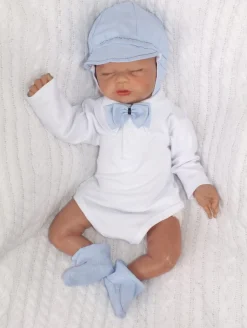 Czapka kaszkiet pilotka wiązana elegancka niebieska ostatnie sztuki 50, 56, 74, 80, 86