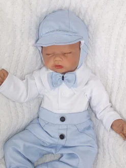 Czapka kaszkiet pilotka wiązana elegancka niebieska ostatnie sztuki 50, 56, 74, 80, 86