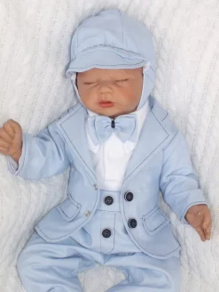 Czapka kaszkiet pilotka wiązana elegancka niebieska ostatnie sztuki 50, 56, 74, 80, 86