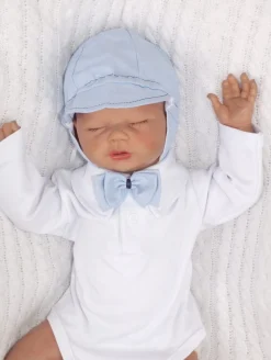 Czapka kaszkiet pilotka wiązana elegancka niebieska ostatnie sztuki 50, 56, 74, 80, 86