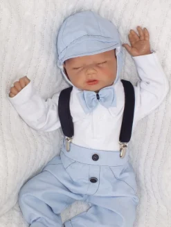 Czapka kaszkiet pilotka wiązana elegancka niebieska ostatnie sztuki 50, 56, 74, 80, 86