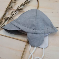 Czapka kaszkiet pilotka wiązana elegancka szara ostatnie sztuki 50, 56, 68, 80, 86