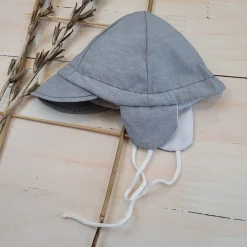Czapka kaszkiet pilotka wiązana elegancka szara ostatnie sztuki 50, 56, 68, 80, 86
