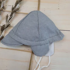 Czapka kaszkiet pilotka wiązana elegancka szara ostatnie sztuki 50, 56, 68, 80, 86