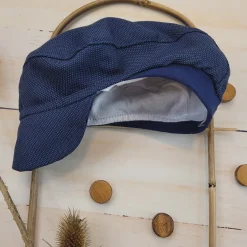 Czapka kaszkiet z tkaniny granatowy połyskujący do garniturku elegant 56-98
