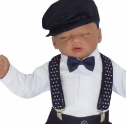 Czapka kaszkiet z tkaniny granatowy połyskujący do garniturku elegant 56-98