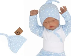 Czapka niemowlęca noworodkowa bawełniana niebieska w gwiazdki ostatnie sztuki 56,62