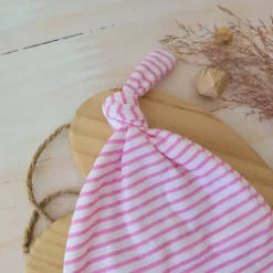 Czapka niemowlęca noworodkowa bawełniana różowa w paski ostatnie sztuki 50-62