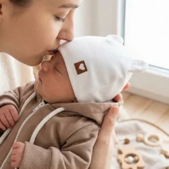 Czapka niemowlęca podwójna z uszkami elastyczna 56-98 biała