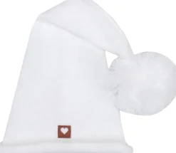 Czapka niemowlęca włóczkowa na sesje z pomponem biała