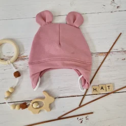 Czapka niemowlęca wiązana dresowa 62(38)-86(48) różowa