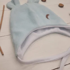 Czapka niemowlęca wiązana welurowa 62(38)-86(48) pastelowy błękit