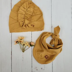 Czapka turban + chustka musztardowa ostatnia sztuka rozmiar 1-3 lat