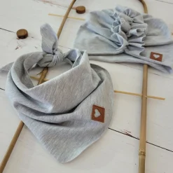 Czapka turban + chustka rozmiar 0-6miesięcy 6-12miesięcy 1-3lat szara