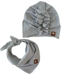 Czapka turban + chustka rozmiar 0-6miesięcy 6-12miesięcy 1-3lat szara