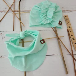 Czapka turban + chustka rozmiar 0-6miesięcy 6-12miesięcy 1-3lat miętowa