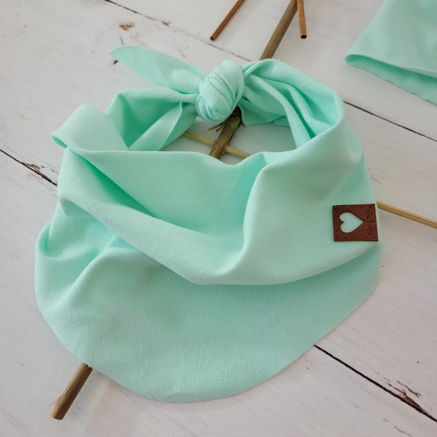 Czapka turban + chustka rozmiar 0-6miesięcy 6-12miesięcy 1-3lat miętowa