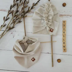 Czapka turban + chustka rozmiar 0-6miesięcy 6-12miesięcy 1-3lat beżowy